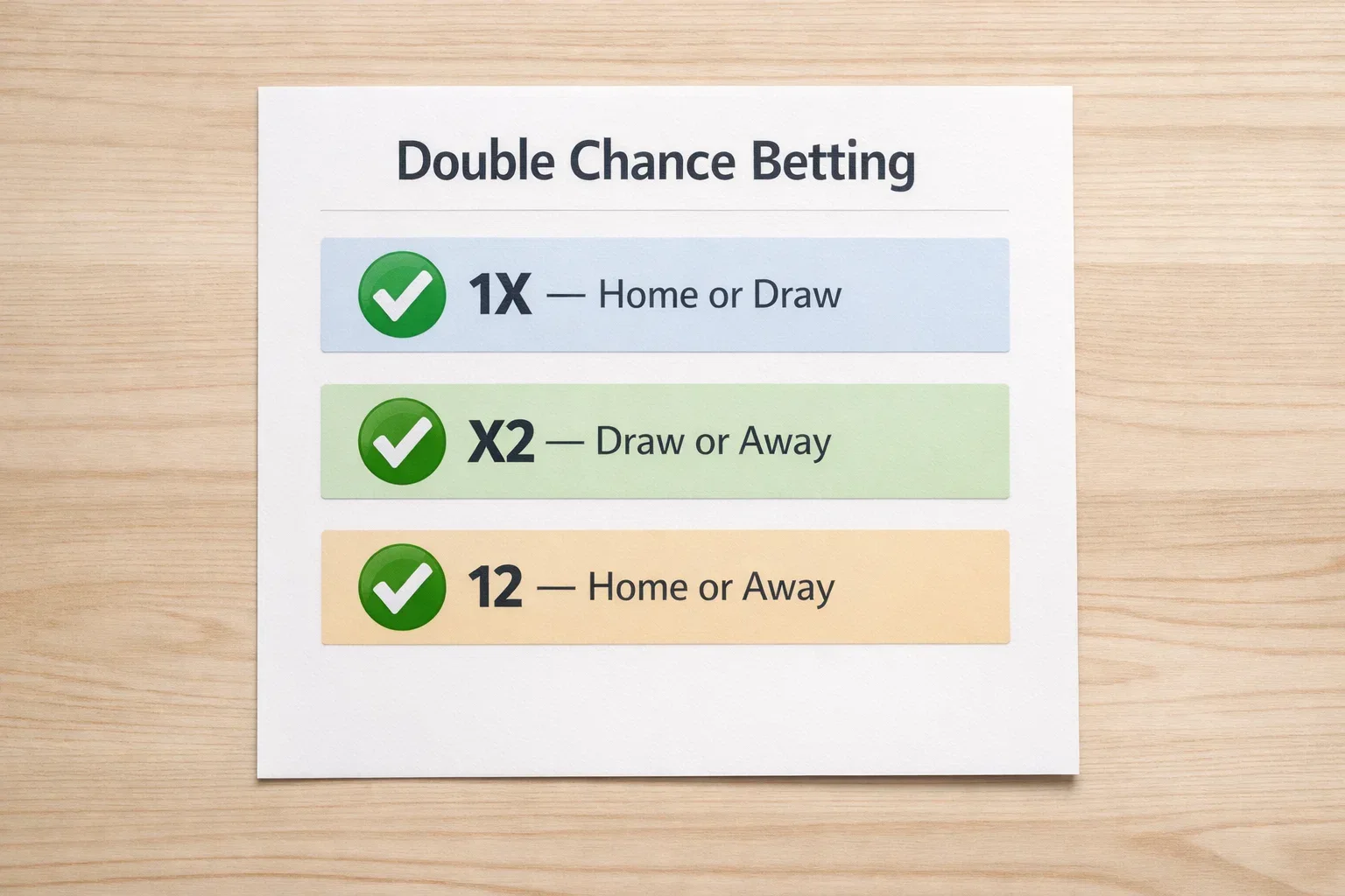 Diagram showing the three Double Chance betting options