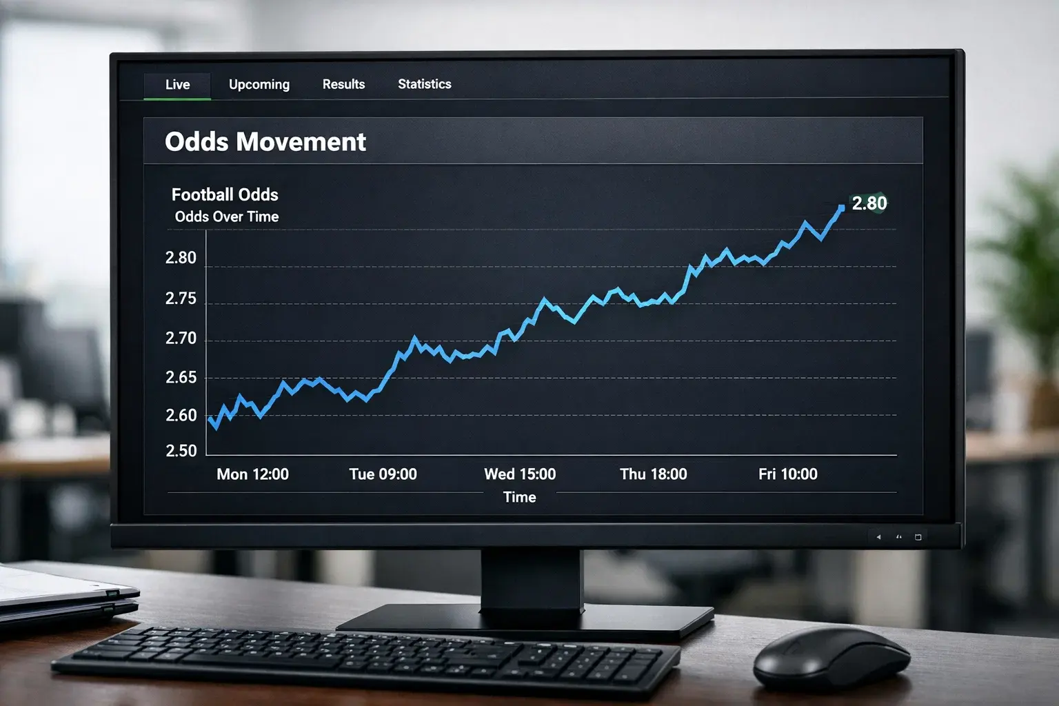 Screen showing football odds changes over time