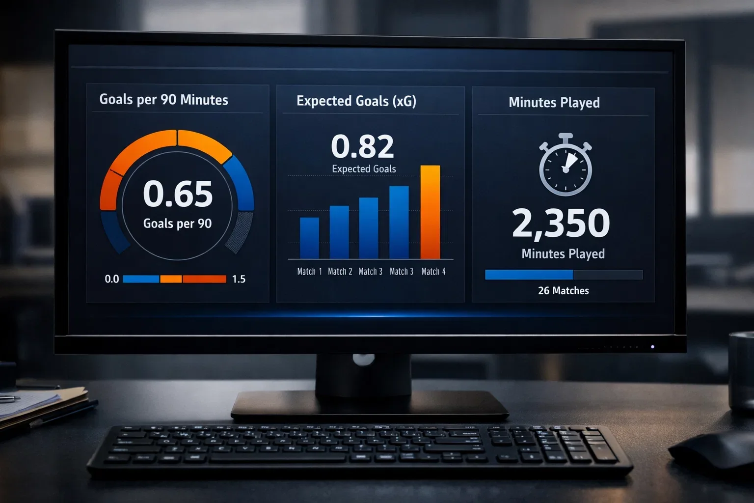 Statistics dashboard showing player scoring data and performance metrics