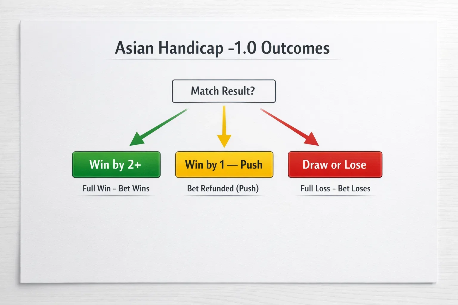 Diagram showing different handicap betting outcomes and results