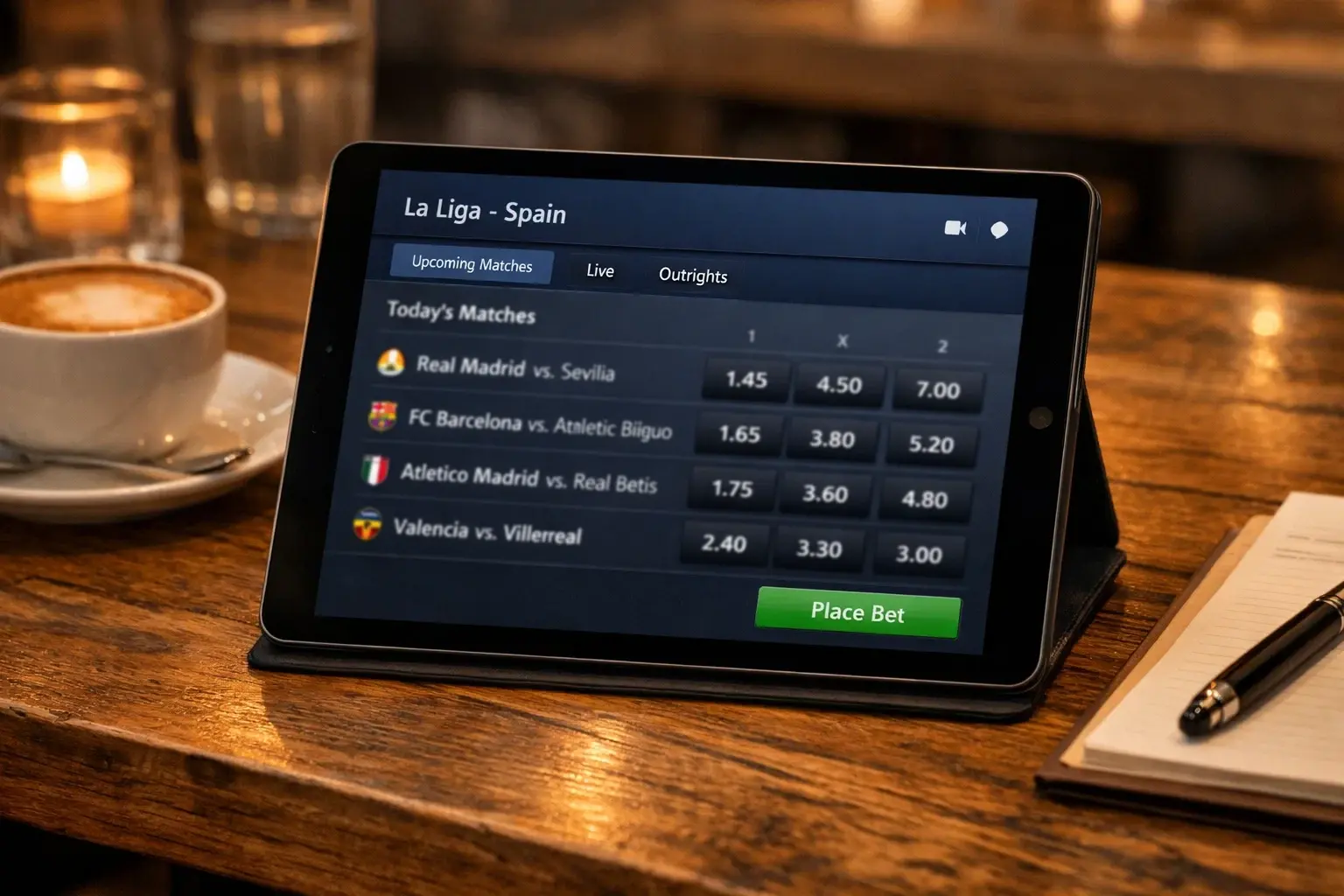 Betting odds display for La Liga matches