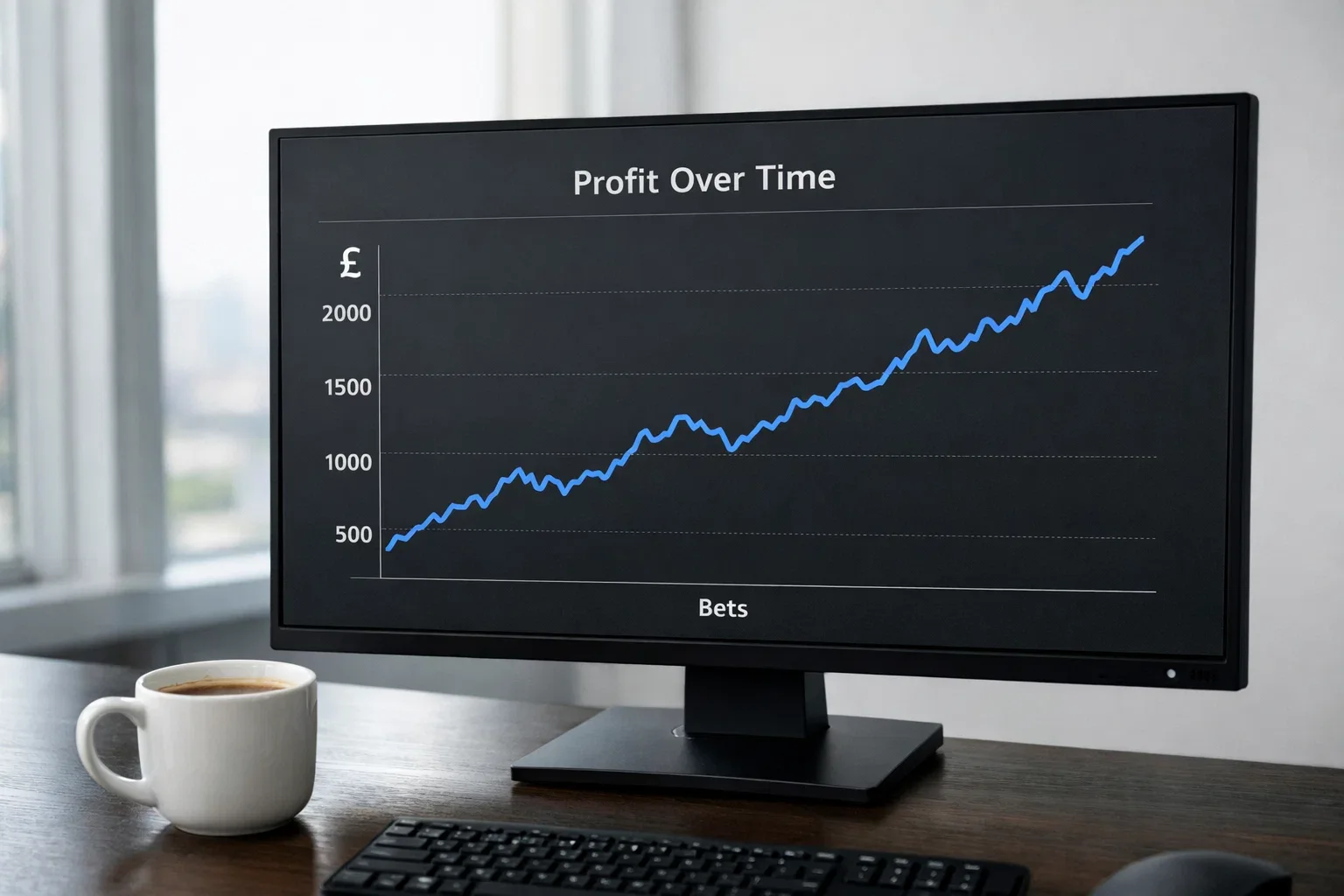 Line graph showing betting profit growth over time