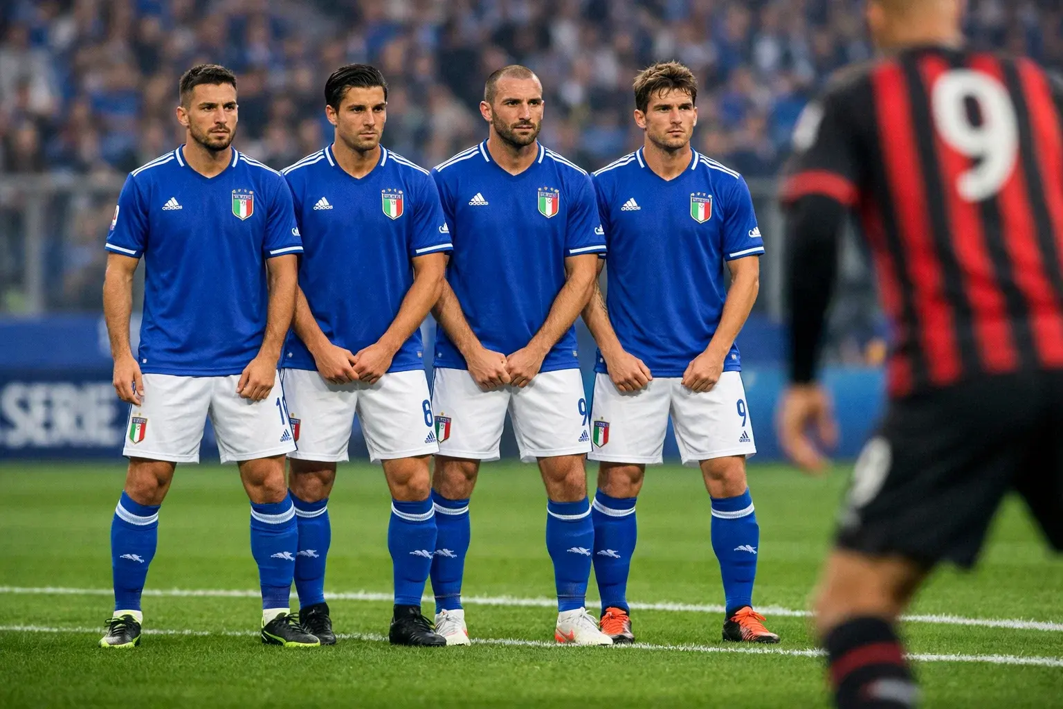 Serie A defenders in organised defensive formation